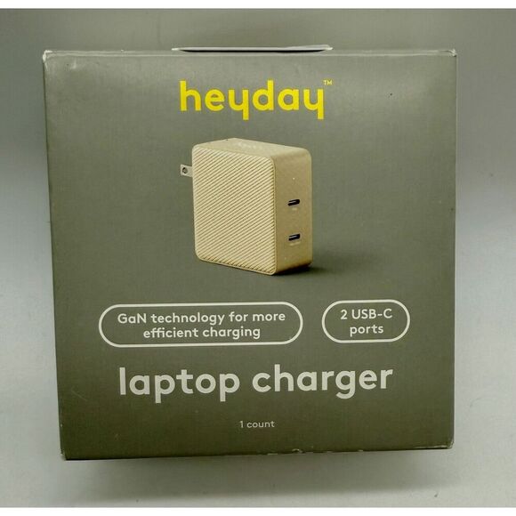 Heyday 60w USB-C Charger 2-Port GaN PD 3.0 Laptop Phone iPad Charger. New Sealed - Picture 1 of 3